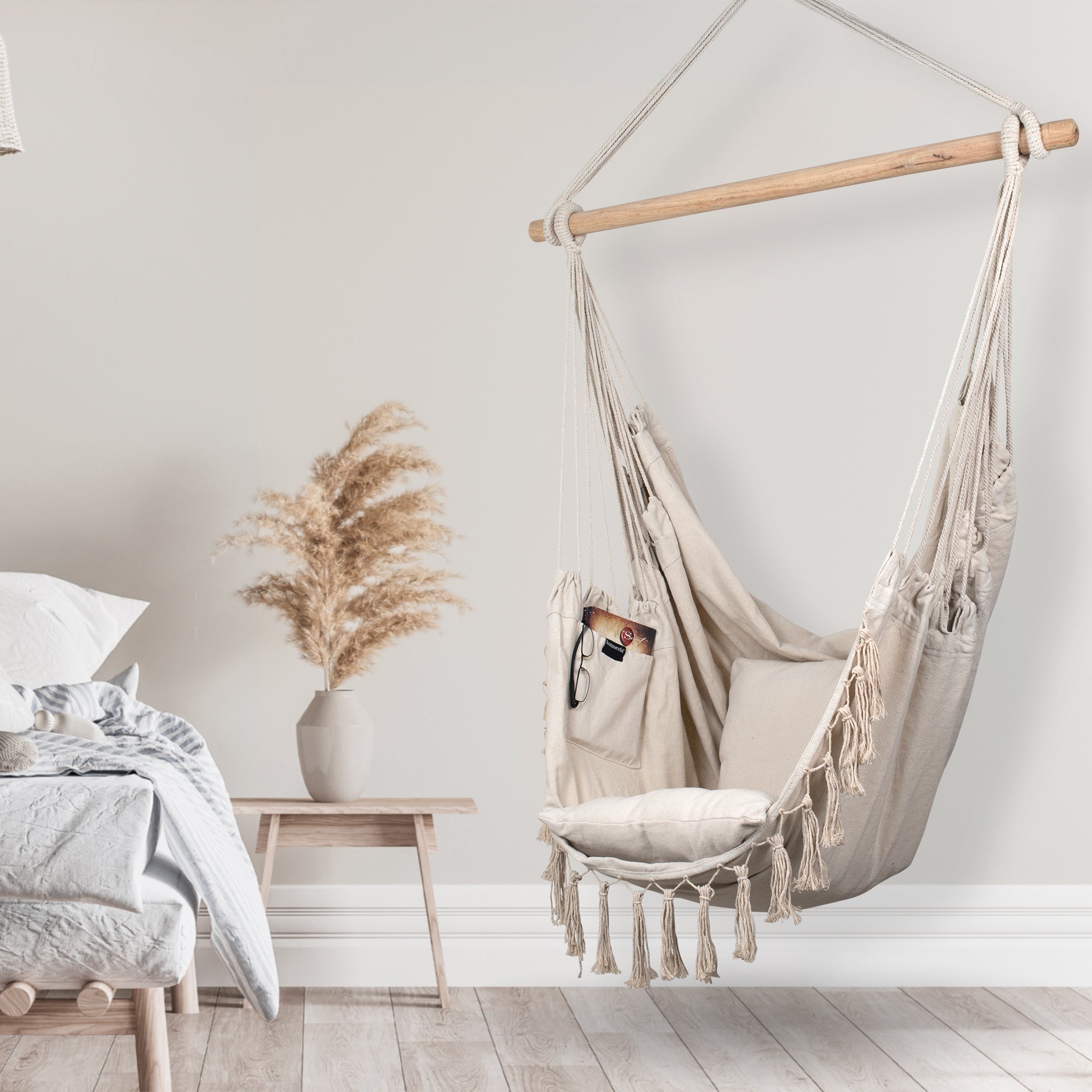 Komorebi Hammock Chair | Hanging Rope Swing Seat for Indoor & Outdoor: Ivory